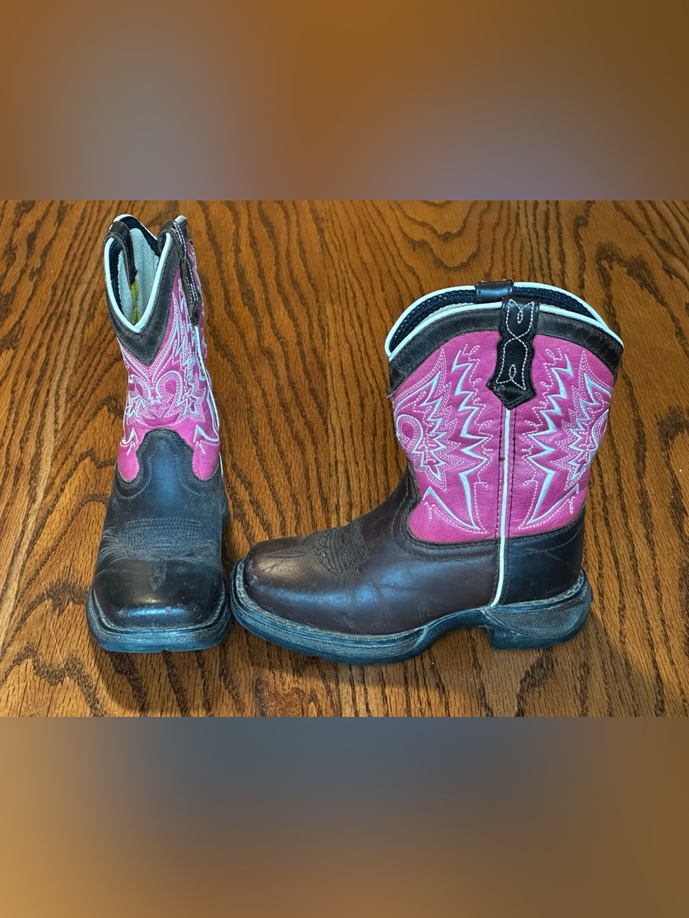 Durango Pink and Brown Kids Western Boots